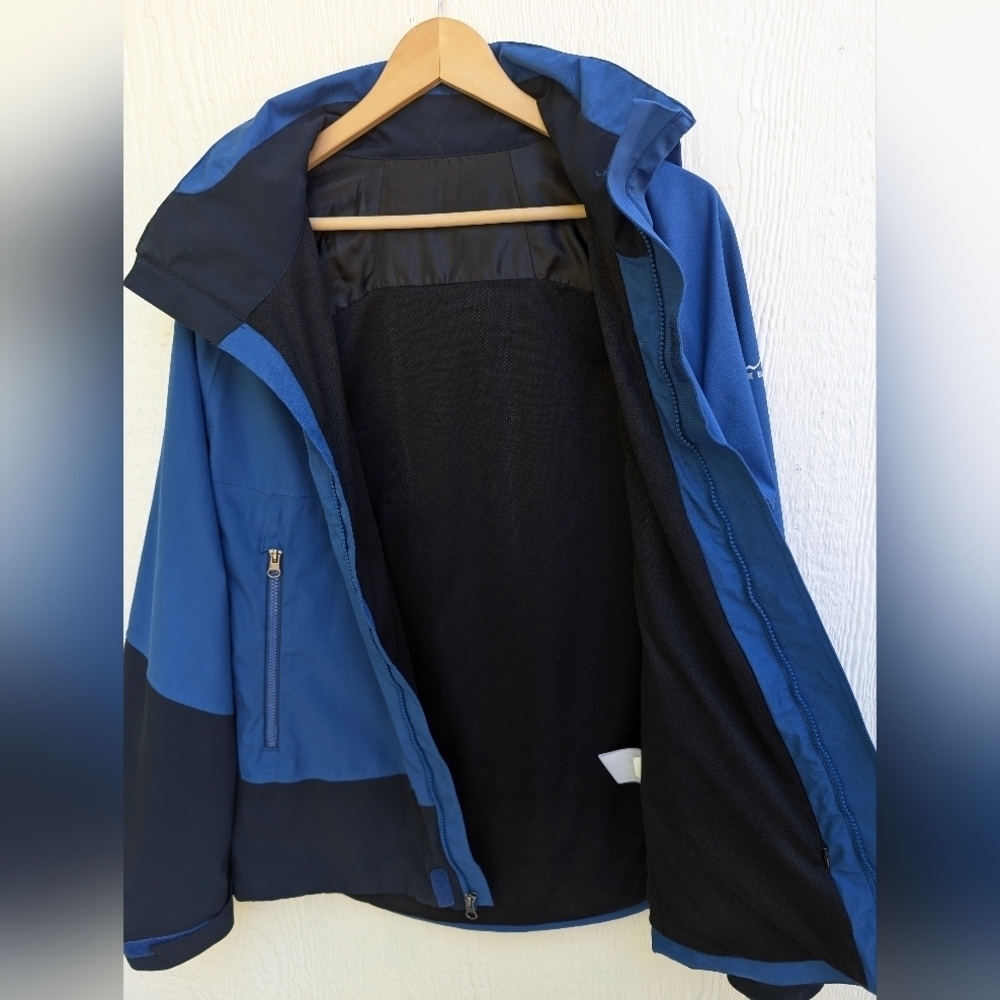Eddie Bauer Blue Waterproof WeatherEdge Jacket Coat Hood Outdoors Size Large - Picture 3 of 6